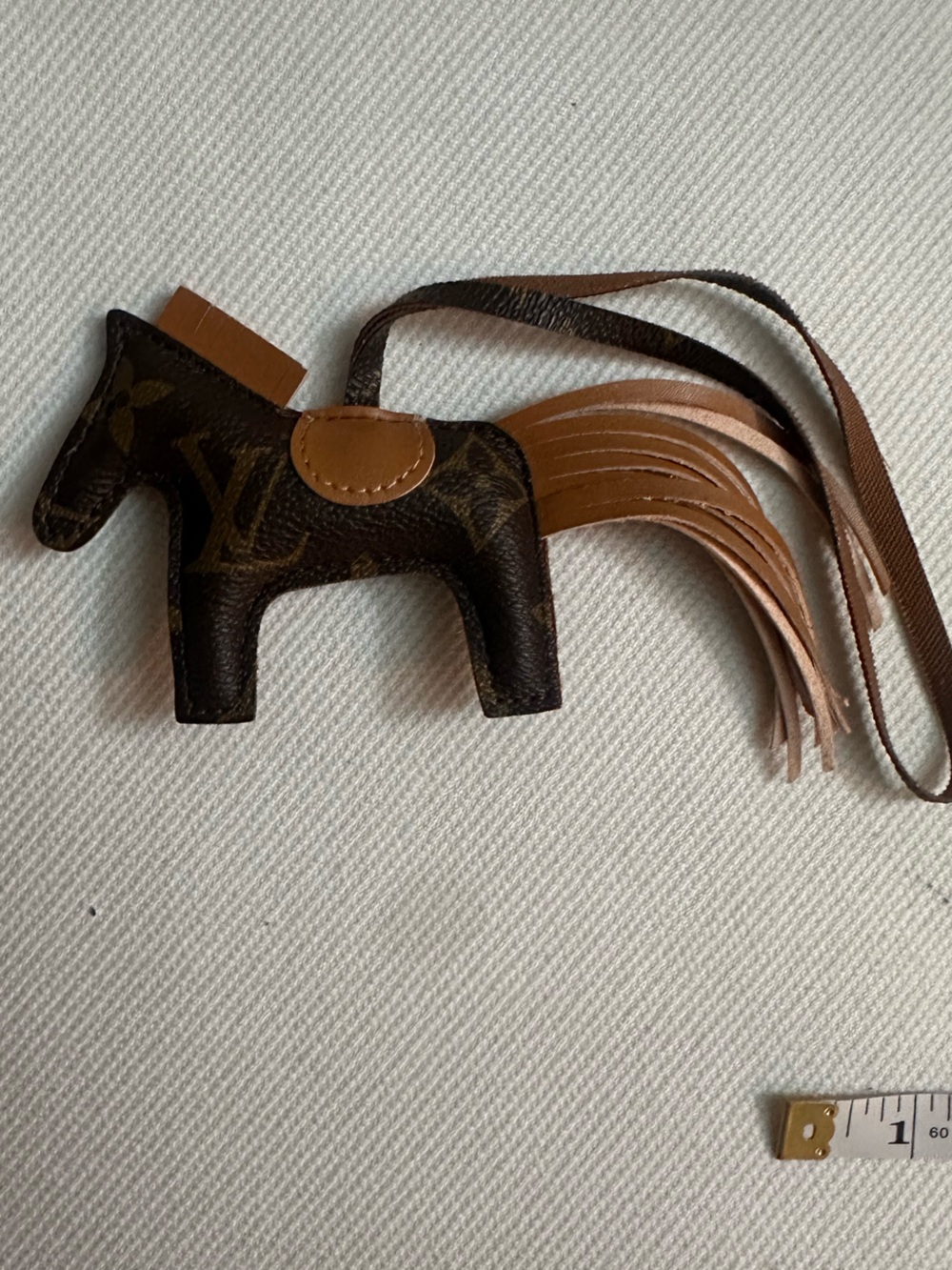 Designer-Inspired Brown Leather Horse Bag Charm with Tassel